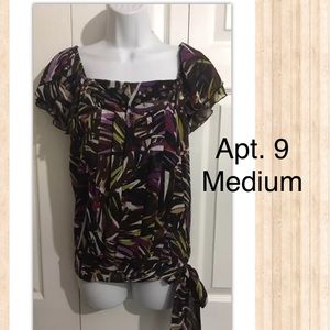 Brown Chiffon Top PETITE MEDIUM